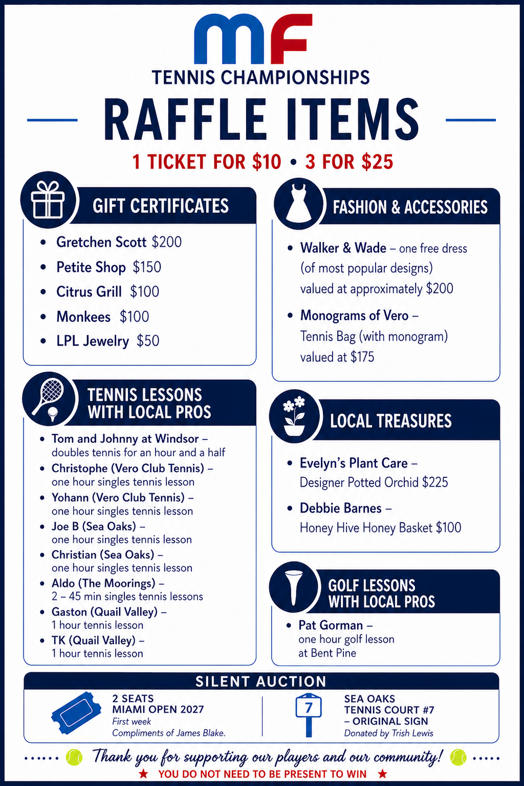 Raffle Items Ready for Print